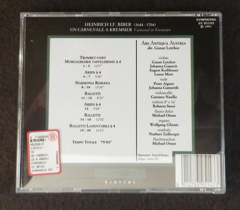 CD - Biber - Un Carneval a Kremsier CD et vinyles
