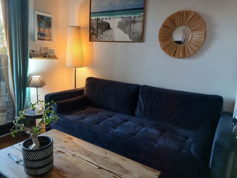 Canap Velours bleu convertible. 500 Six-Fours-les-Plages (83)