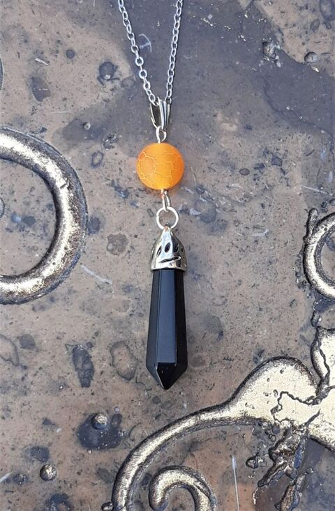 Pendentif Pendule Tourmaline & agate orange givrée 7 La Seyne-sur-Mer (83)