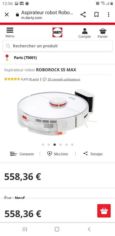 Aspirateur robot ROBOROCK S5 MAX 240 Nantes (44)