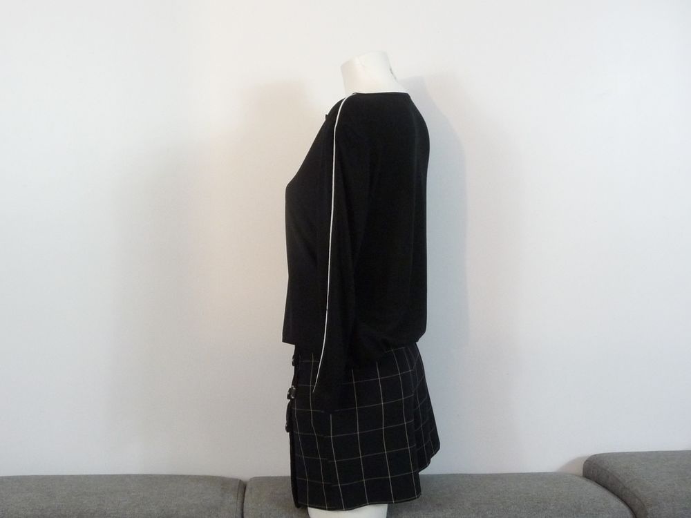 Blouse/ Top/ Tee Shirt Bi Mati&egrave;re Noir &agrave; Lien &agrave; Nouer- Canda Vêtements