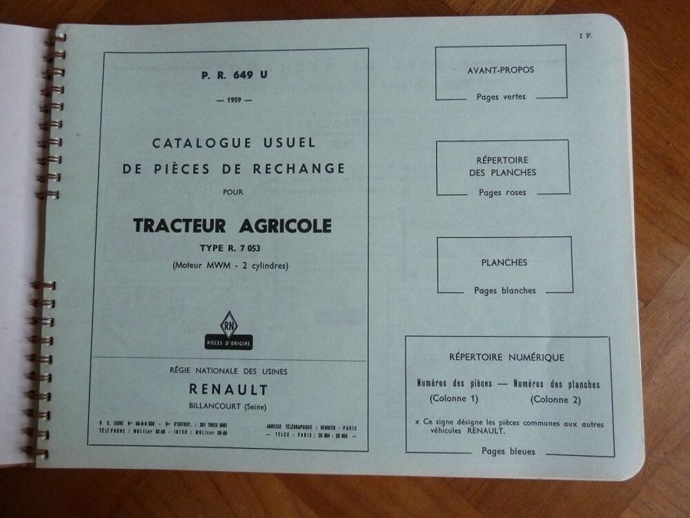 Catalogue de pi&egrave;ces d&eacute;tach&eacute;es pour tracteur RENAULT D16 Livres et BD