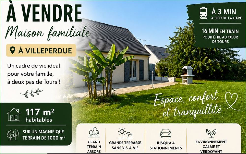 Maison 5 pièces 115 m² · à Villeperdue · 115 m² · 234 000 €