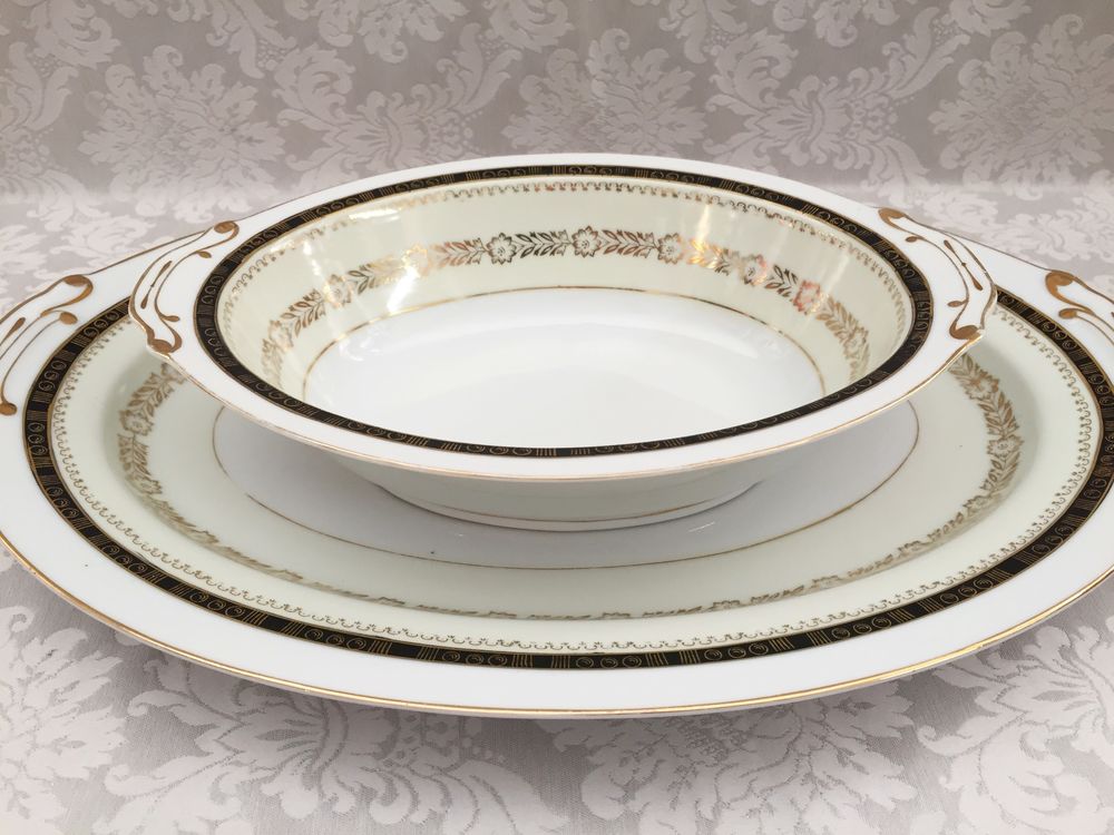 DEUX PLATS DE SERVICE OVALE PORCELAINE LUXE VINTAGE JAPON Cuisine