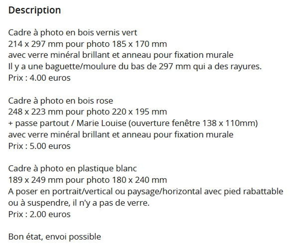 Cadre &agrave; photo en bois et en plastique Décoration