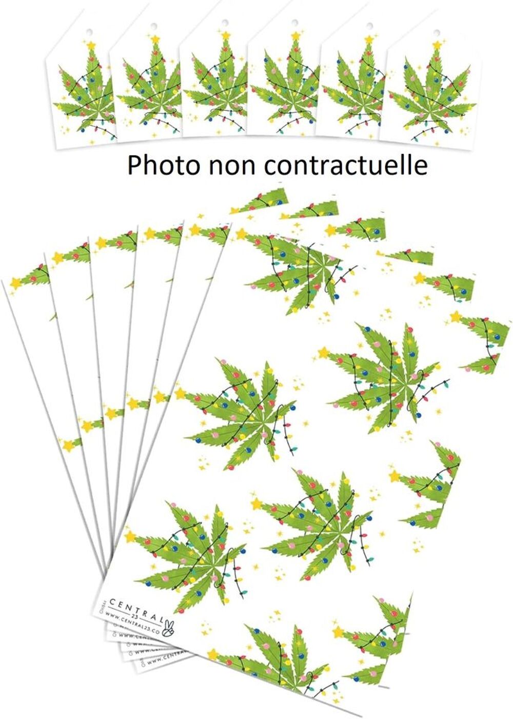 6 feuilles de Papier cadeau Vert clair/fonc&eacute; motif feuille Décoration