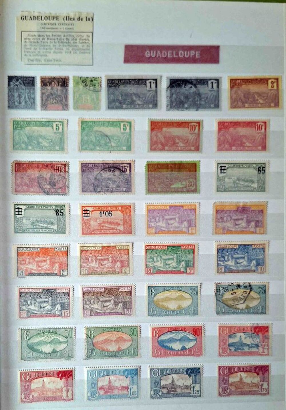 S&eacute;rie de timbres de collection de Guadeloupe 