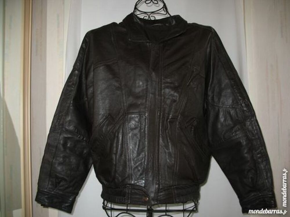 Blouson en cuir marron - T 48 Vêtements