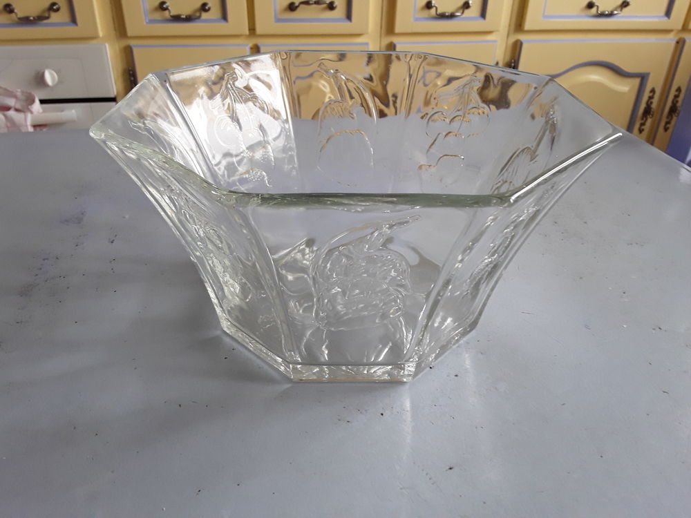 Coupe &agrave; fruits en verre transparent avec motifs ext&eacute;rieurs Décoration