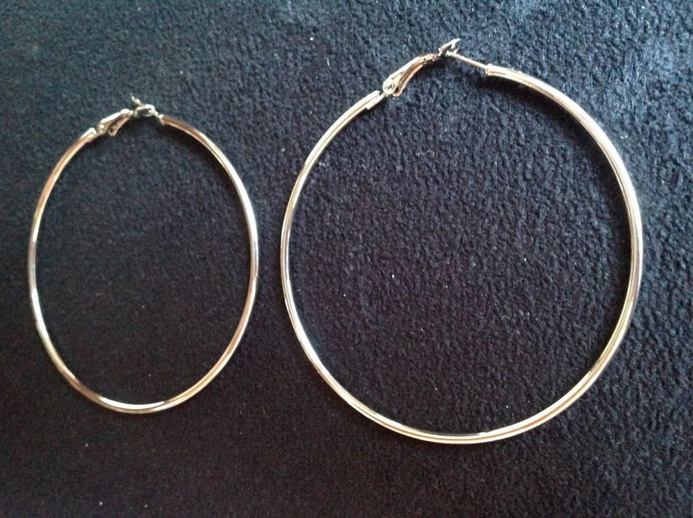 BOUCLES OREILLES ARGENT&Eacute;ES CR&Eacute;OLE DIAM&Egrave;TRE 7 cm Envoi Possib Bijoux et montres