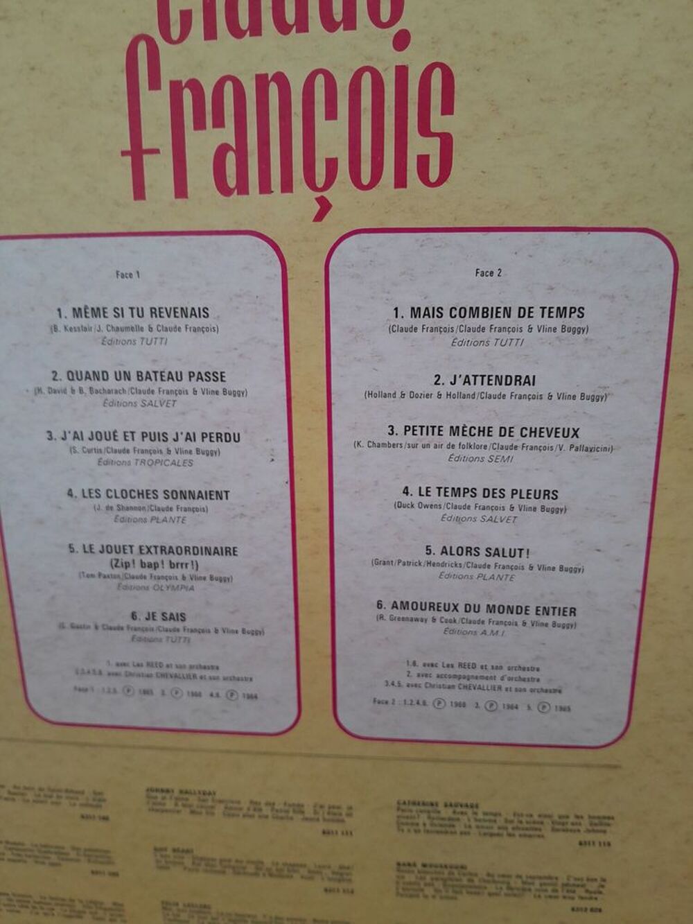 CLAUDE FRANCOIS TEL / 0627473514 CD et vinyles