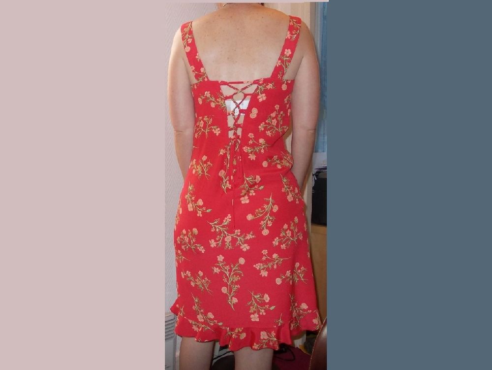 Robe en 100% Viscose Rouge Orang&eacute;- Taille 36- Bluelita Vêtements