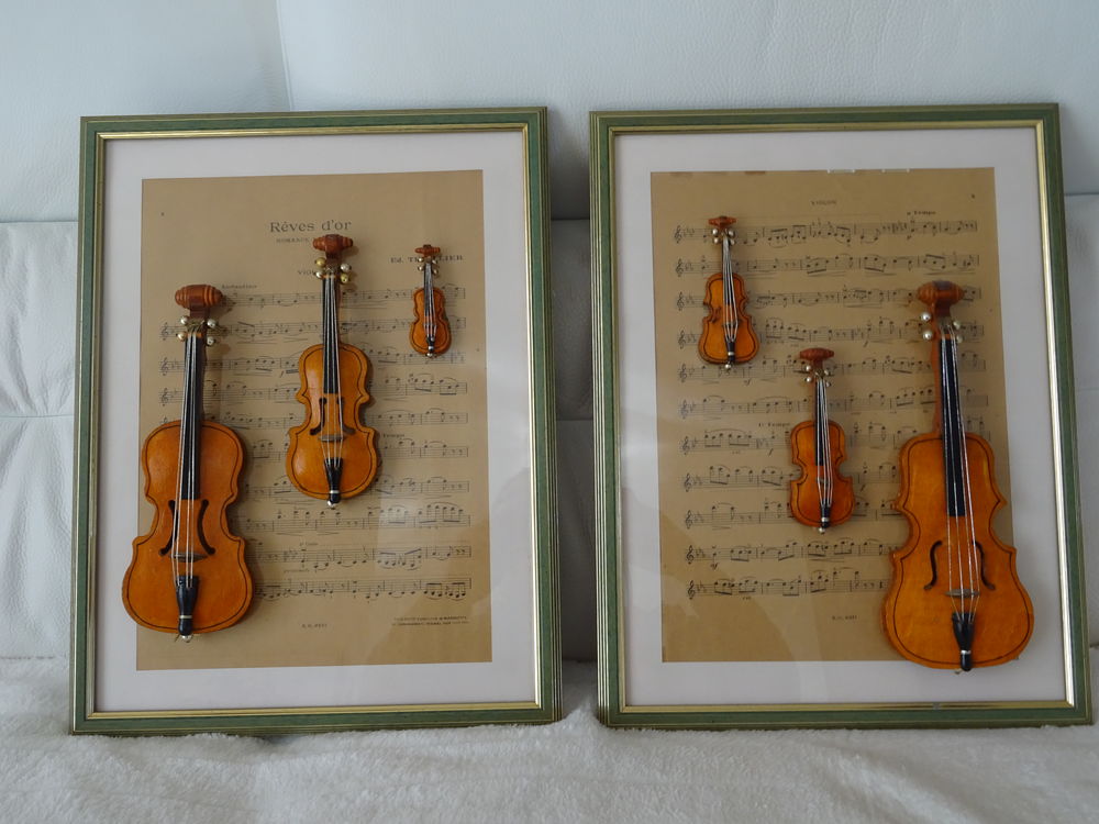 2 tableaux - th&egrave;me: les violons. Décoration