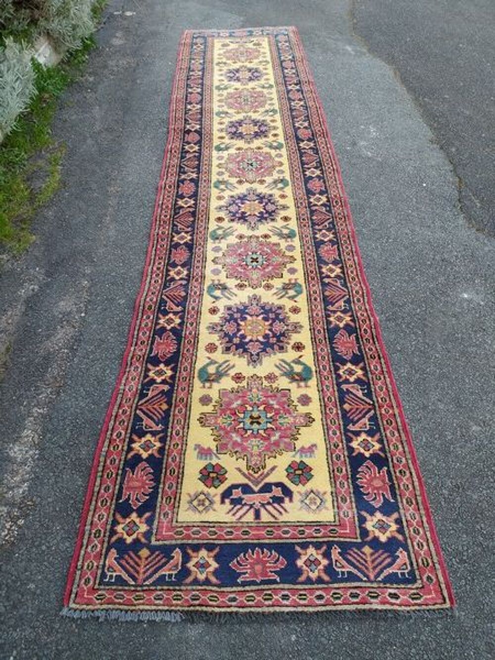 Ancien Tapis Afghan Kazak Laine Fait Main Afghanistan Décoration