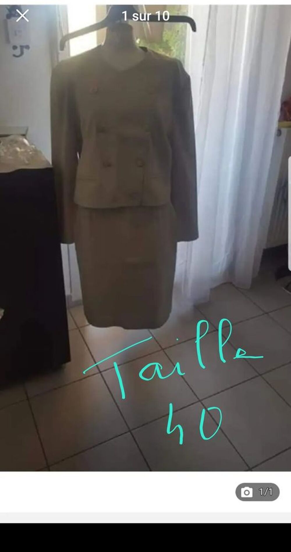 tailleur kaki taille 40 Vtements