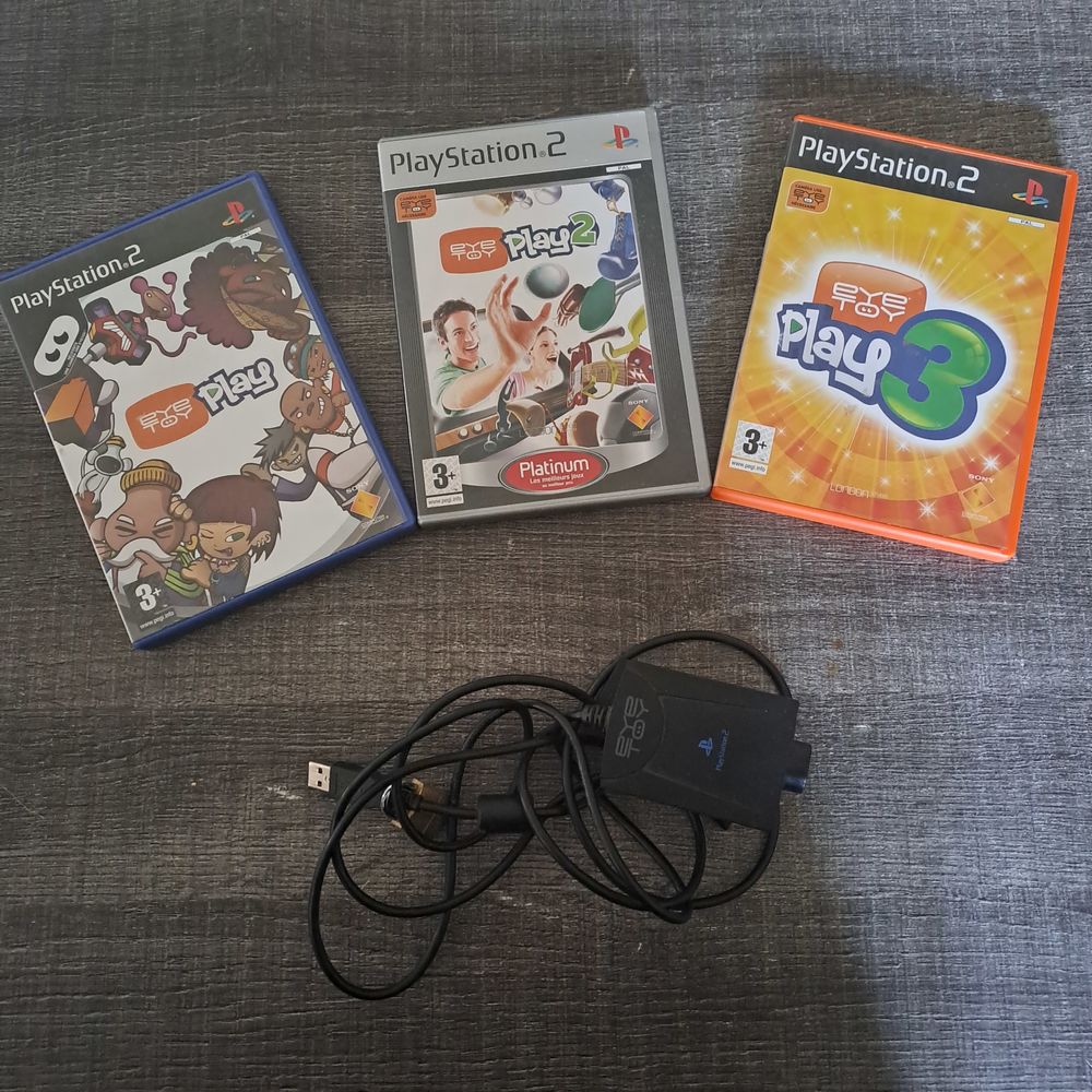 3 jeux eye toy avec la camera Playstation2 Consoles et jeux vidos