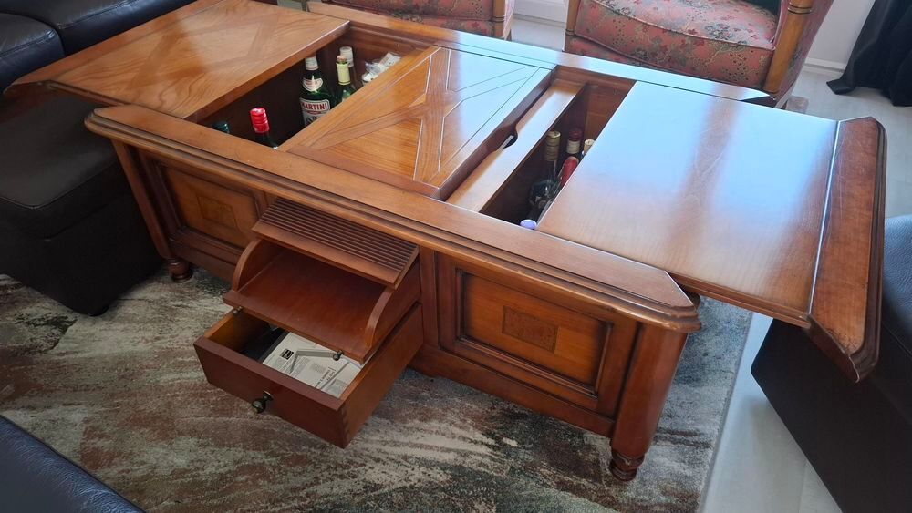 Table basse de salon bar en merisier Meubles