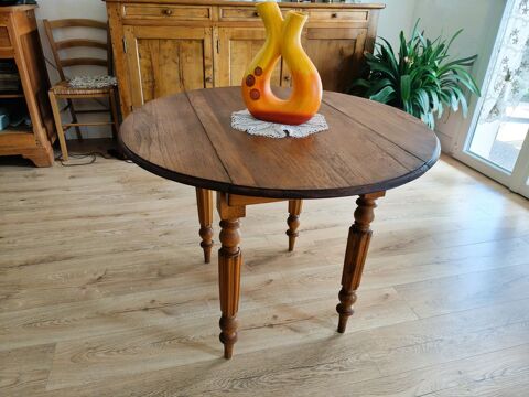 Table ronde ancienne a abattants style Louis XVI 120 Andrest (65)