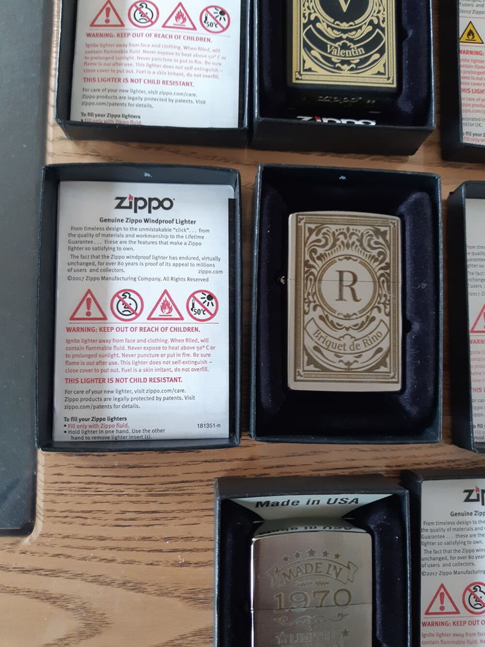 5 briquets ZIPPO collectors, lite d&eacute;tails 