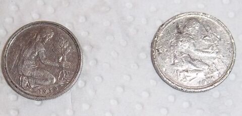 2 pices de 50 pfennig 1971/1950 1 Colombier-Fontaine (25)