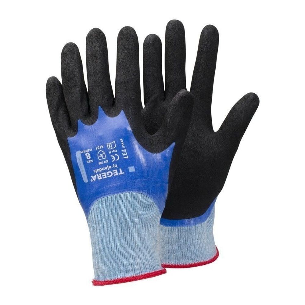 Par lot de 5 paires taille 10 Tegera By Ejendals 737 Gants en nitrile enti&egrave;rement enduits &agrave; double trempage r&eacute;sistants &agrave; l'huile Bricolage