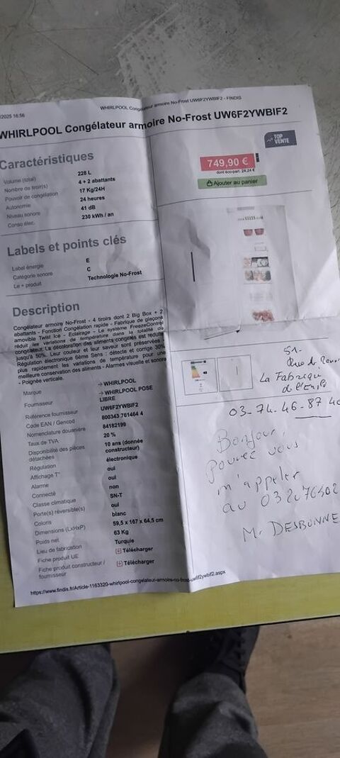 Congelateur 550 Tourcoing (59)
