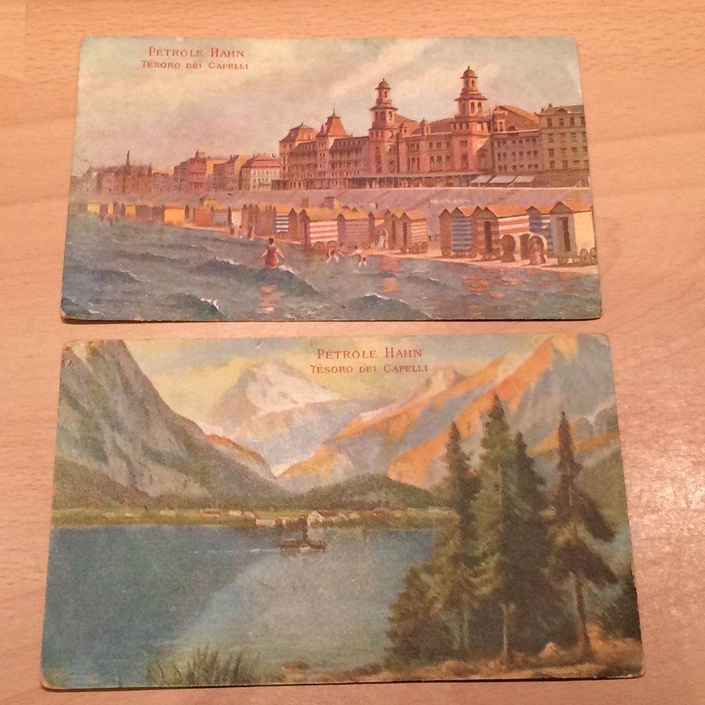 Cartes postales publicitaires P&eacute;trole Hahn 