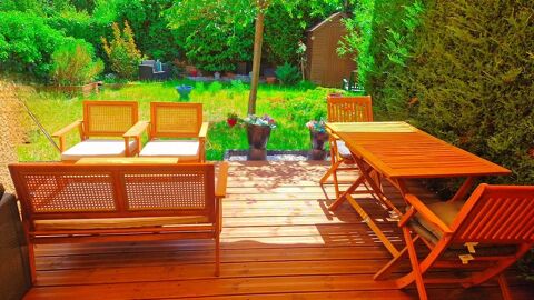 Salon de jardin cannage rond 4 places + 1 table basse et �ragny (95)