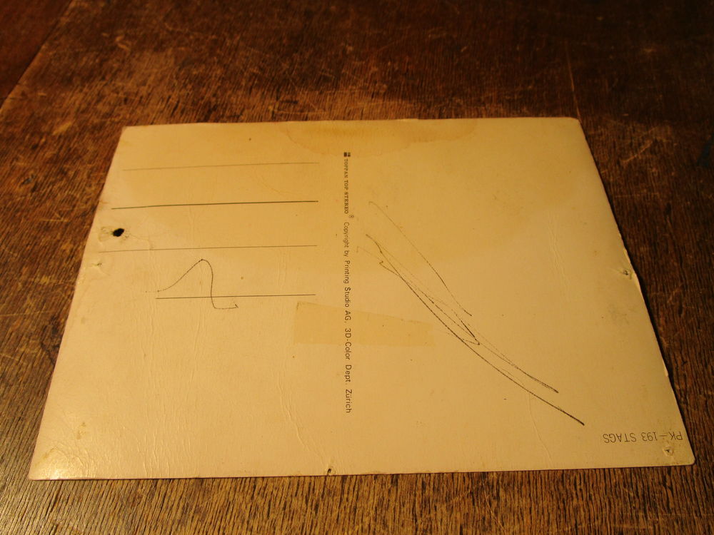 VIEILLE CARTE POSTALE EN RELIEF 3D"FAON+CERF" 