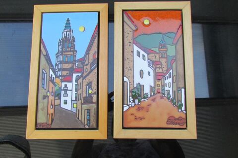 Fa�ence �maill�e encadr�e, lot de deux 105 Paris 18 (75)