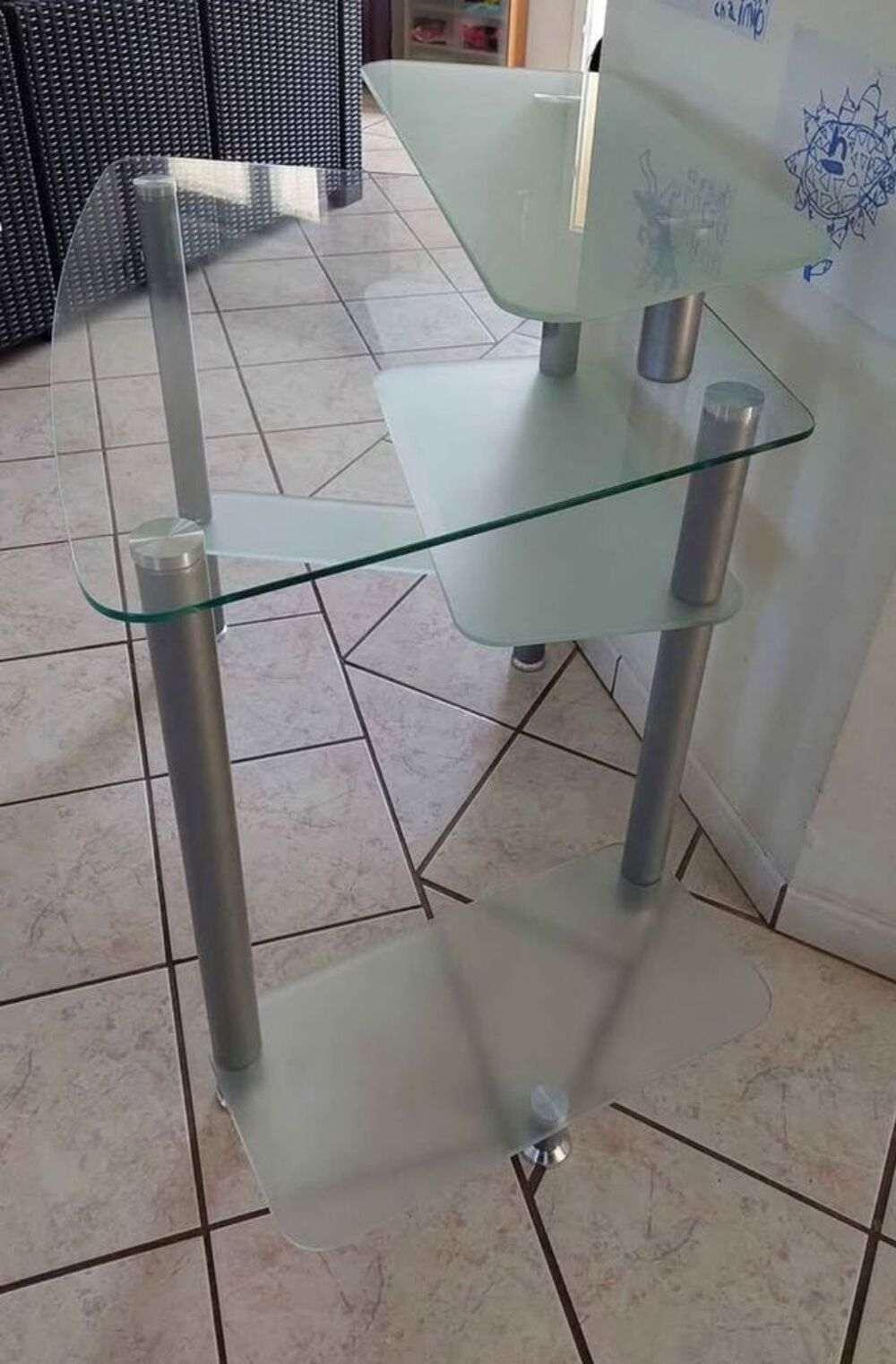 bureau informatique en verre tremp&eacute; Meubles