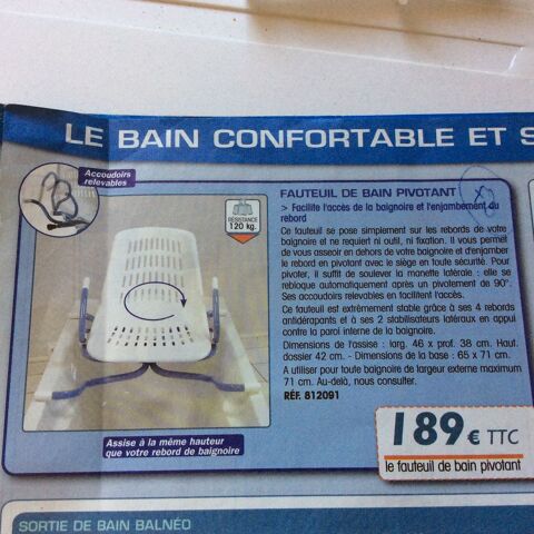 fauteuil pivotant spécial baignoire 65 Six-Fours-les-Plages (83)