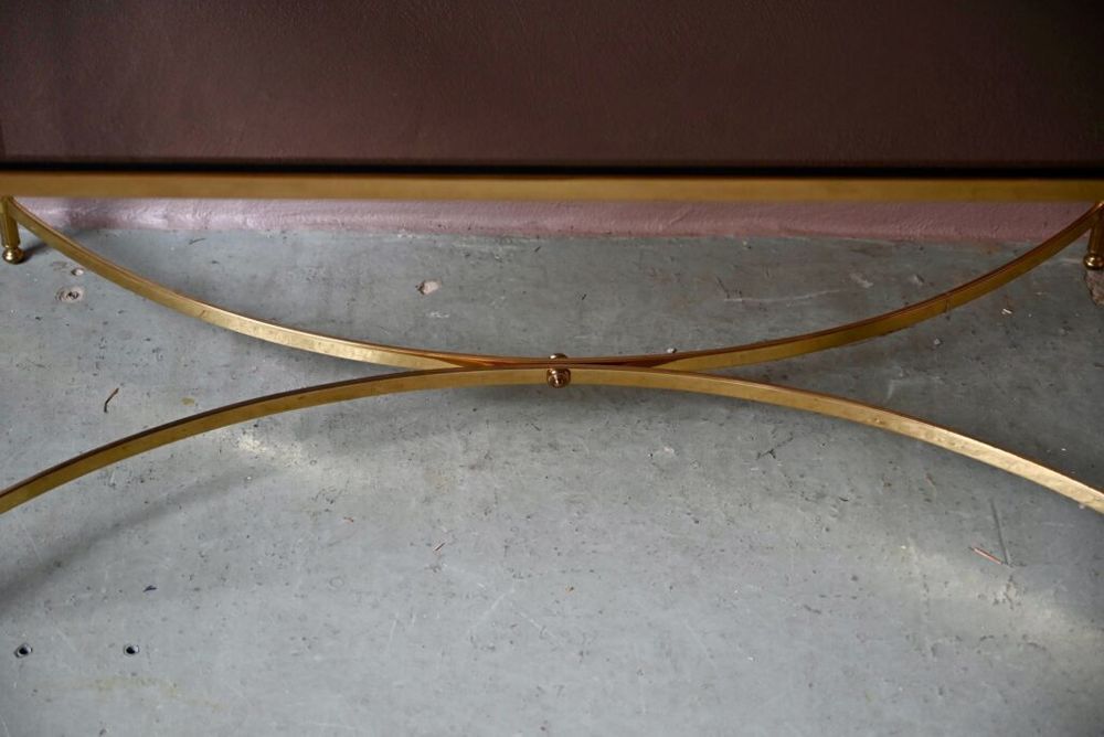 Grande table basse vintage laiton et verre Meubles
