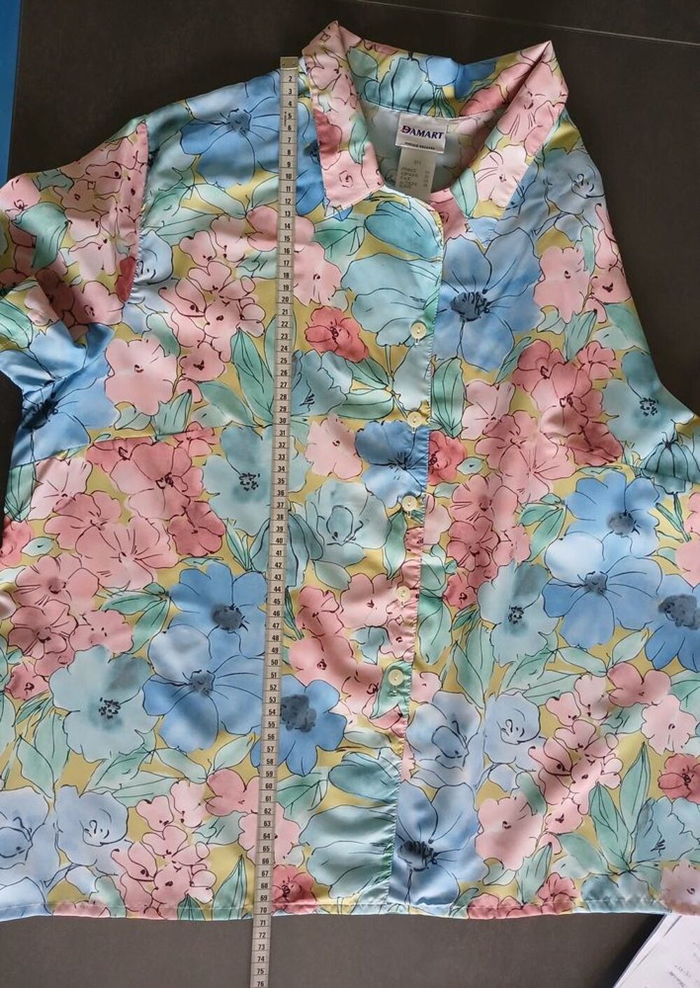 CHEMISIER MANCHES COURTES GROSSES FLEURS COULEURS PASTEL Vêtements