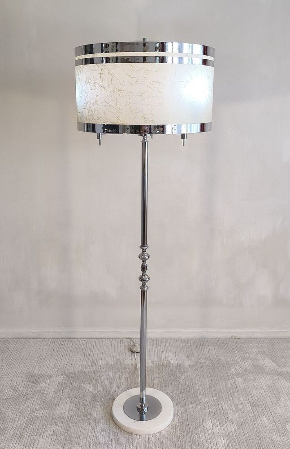 Magnifique lampadaire Italien 70's chrom&eacute; 3 feux Dcoration