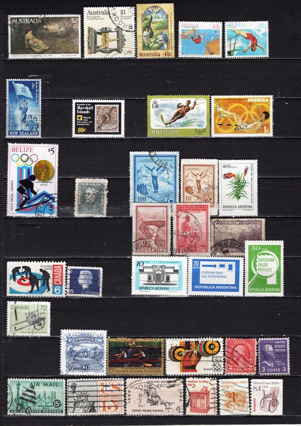 lot de 79 timbres d'AMERIQUE et d'OCEANIE 