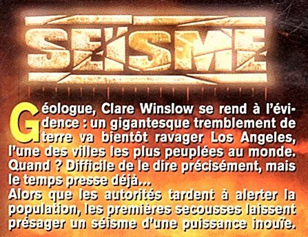 SE&Iuml;SME (catastrophe naturelle) Format : DVD DVD et blu-ray