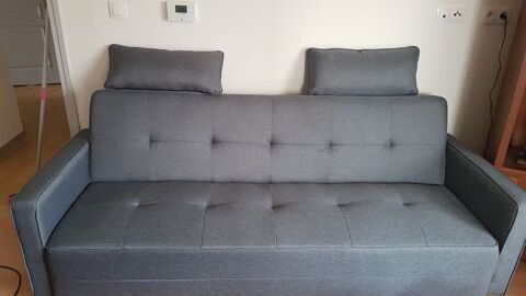 canape gris tissu convertible 155 Bourges (18)