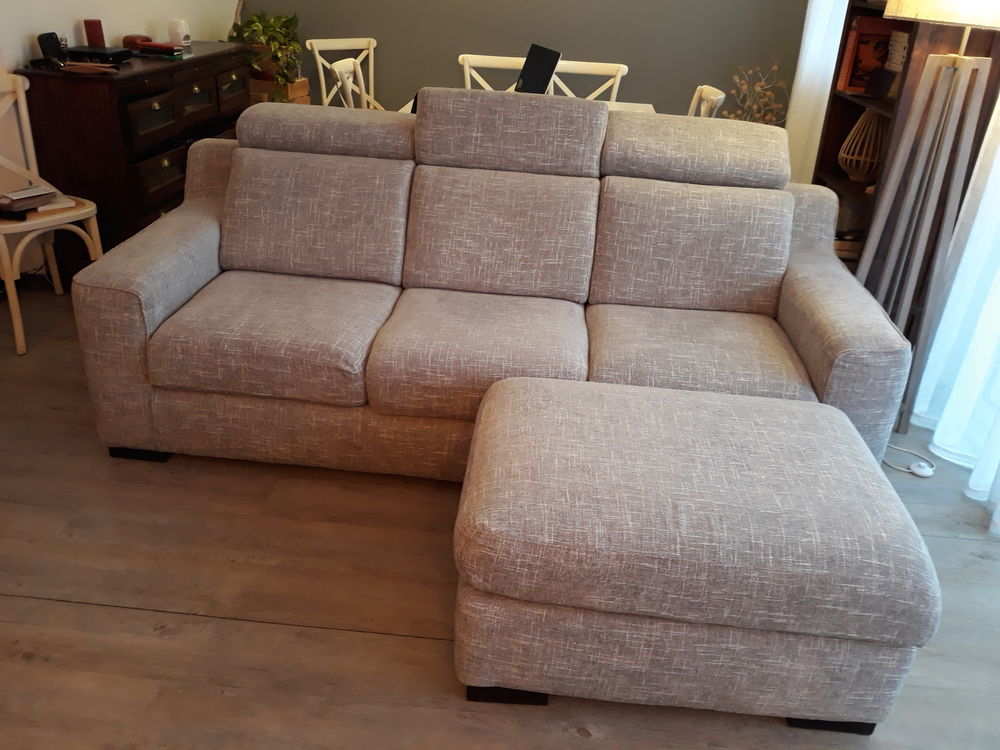 canap&eacute; et pouf Poltronesofa en tissu gris chin&eacute; Meubles