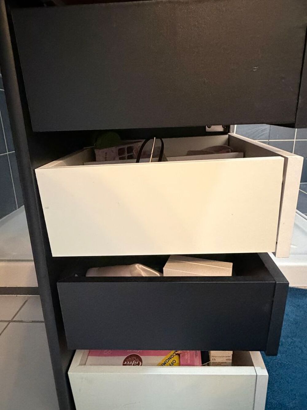 Coiffeuse d'angle noire avec miroir et tiroirs Meubles