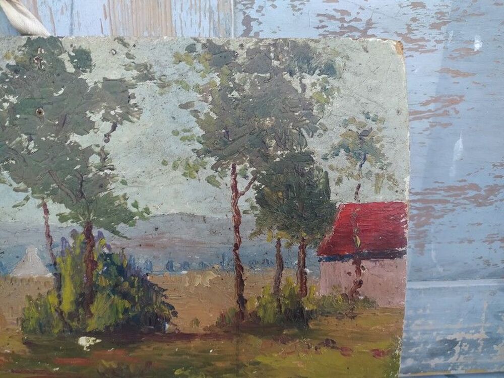 Tableau Impressionniste Paysage de Campagne Champs et Vaches 