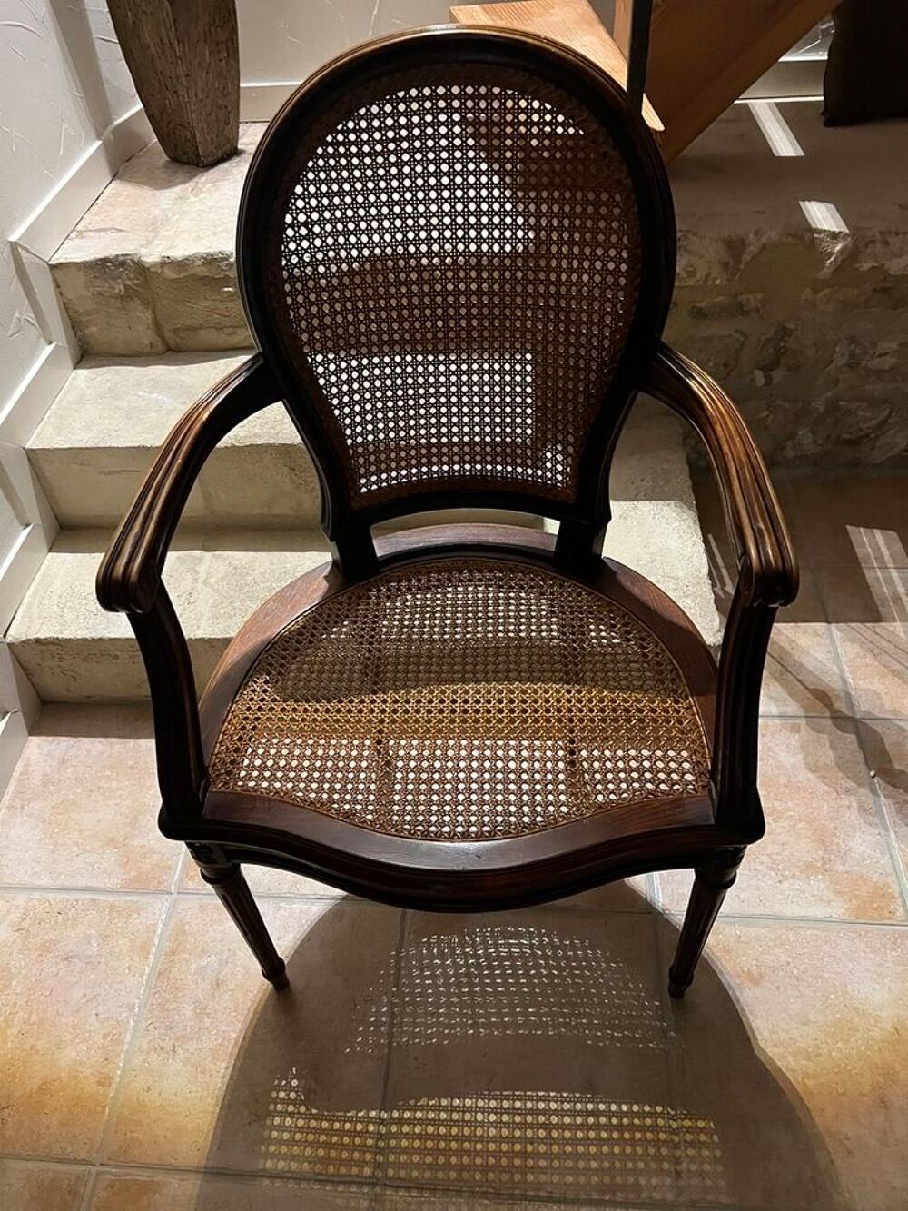 Fauteuil Style western Bois et Cannage Meubles