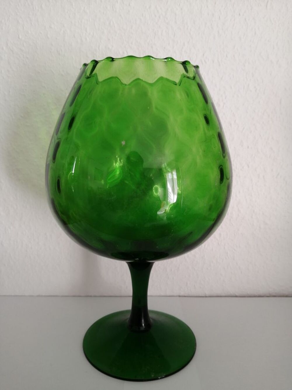 Magnifique verre/vase ballon en verre, coloris vert Décoration