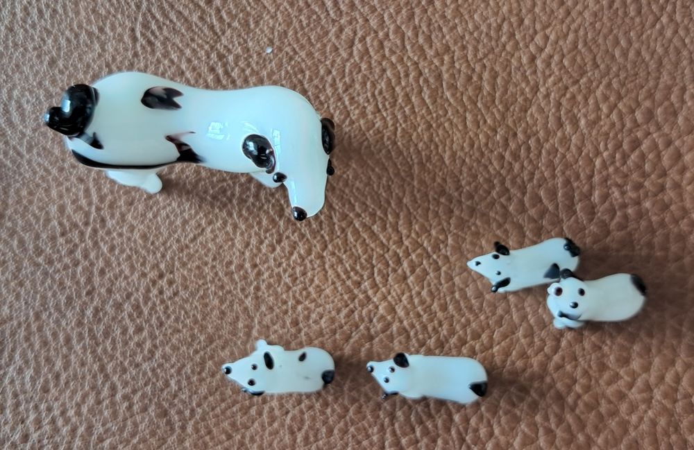 lot de 10 animaux miniatures en p&acirc;te de verre pigeon chien Décoration