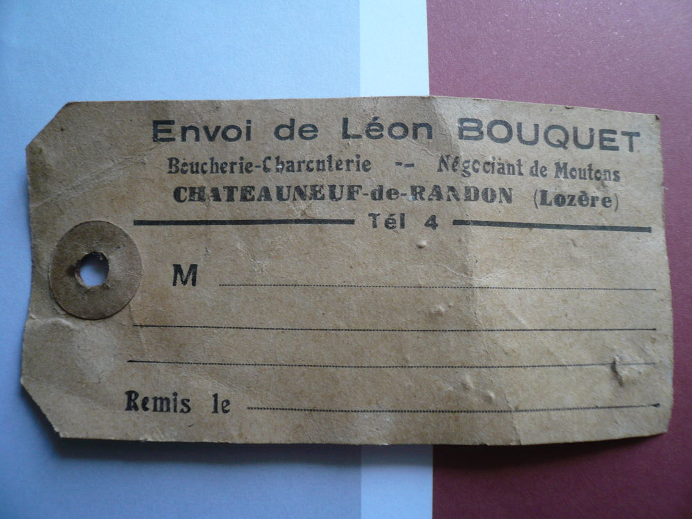 Etiquette envoi LEON BOUQUET Chateauneuf de randon 