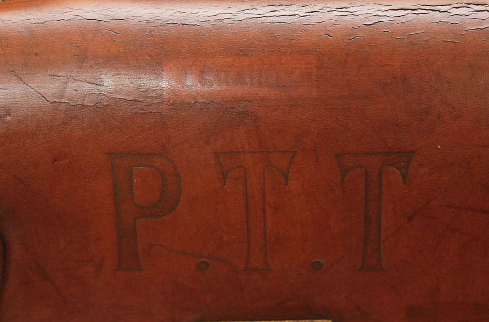 Valise de postier PTT en cuir &eacute;pais 1920 