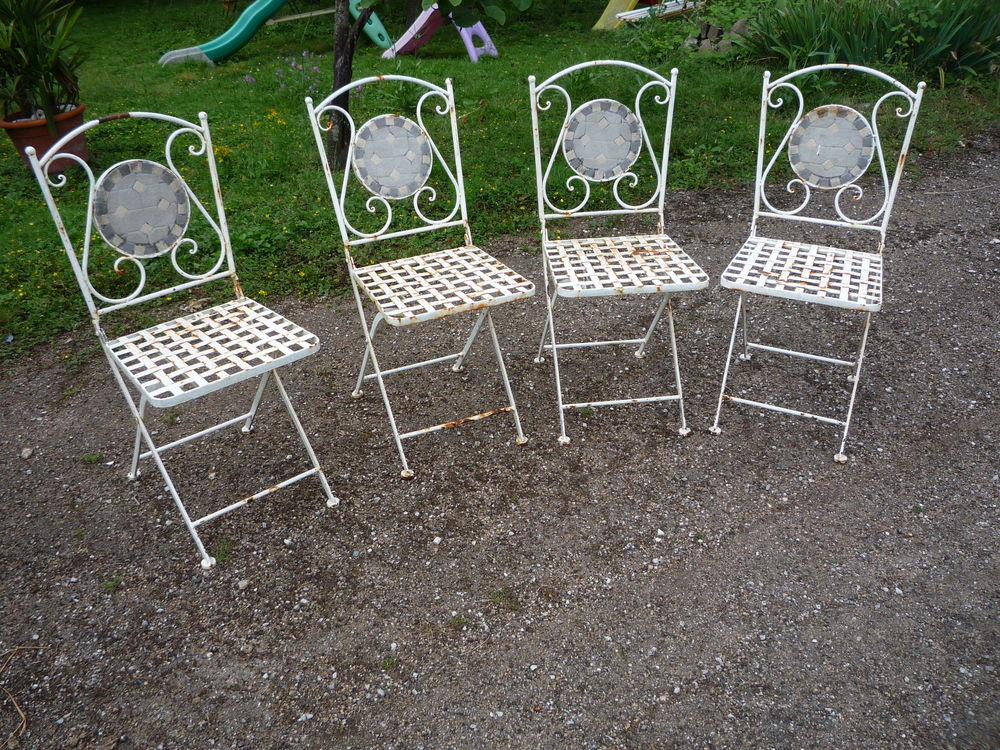 4 chaises de jardin en fer forg&eacute; Meubles