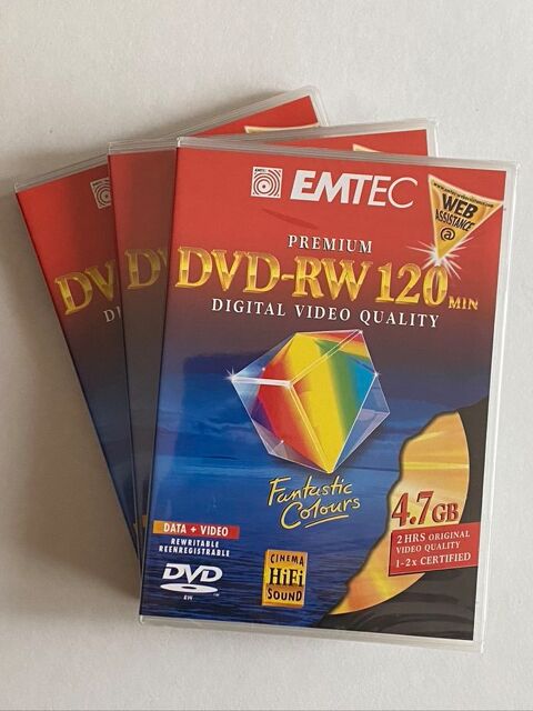 EMTEC premium DVD-RW 120 min 4.7 go _ Lot de 3 _ Format  Boi 12 Jou-ls-Tours (37)