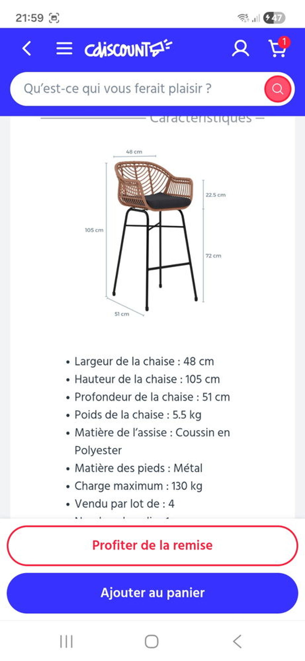 2 chaises hautes fer et osier neuves factures &agrave; l'appui Meubles