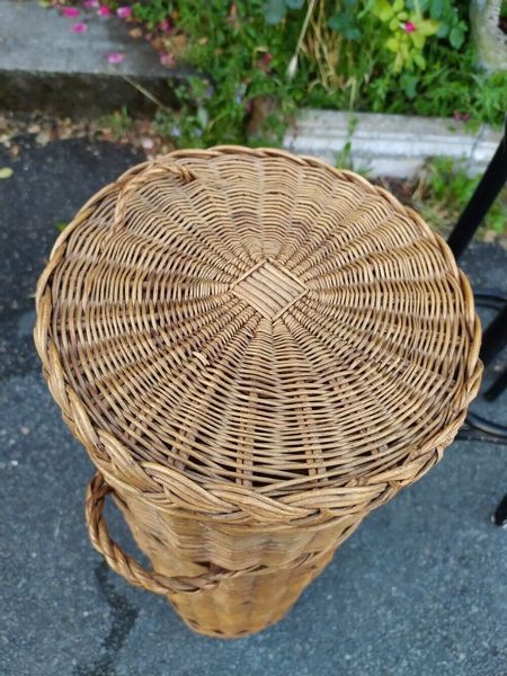 Huche &agrave; Pain ou Porte Parapluie Osier Vintage Décoration